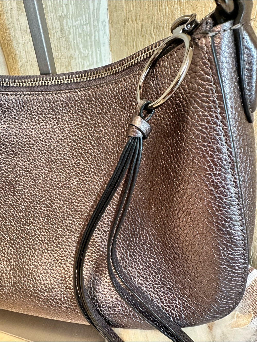 Coach Metallic Gunmetal Pebbled Leather Hobo - Picture 5 of 8